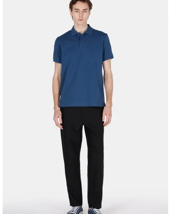 Tricou polo cu model uni, Bleumarin