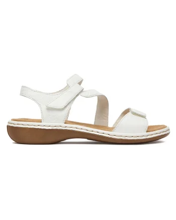 Sandale dama  piele naturala, alb, inchidere velcro, material interior textil, Alb