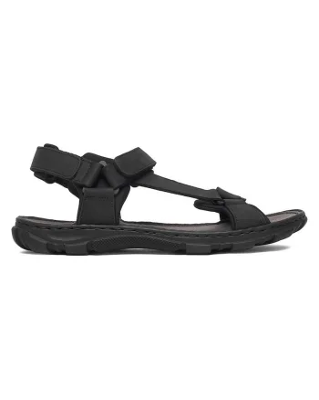 Sandale barbatesti  din piele naturala, negru, sistem inchidere Velcro