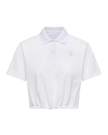Tricou femei,  Cropped Cotton Piquet Polo, Alb