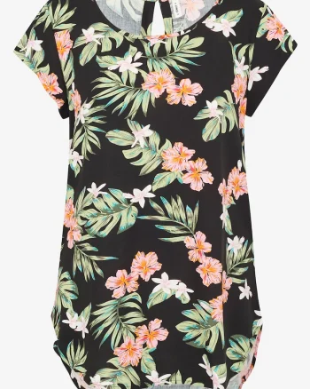 Bluza cu maneci scurte si imprimeu floral