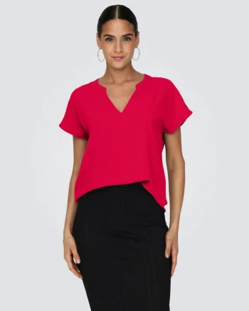 Bluza cu decolteu rotund si decupaj in v,