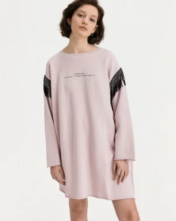 Rochie sport din bumbac cu maneci lungi si buzunare