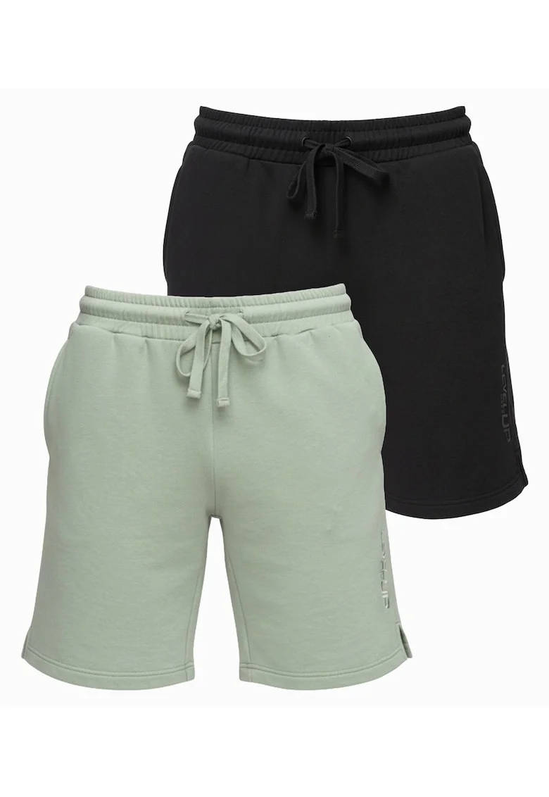 Set de pantaloni scurti pentru barbati, material confortabil, talie, croiala normala, Verde/Negru