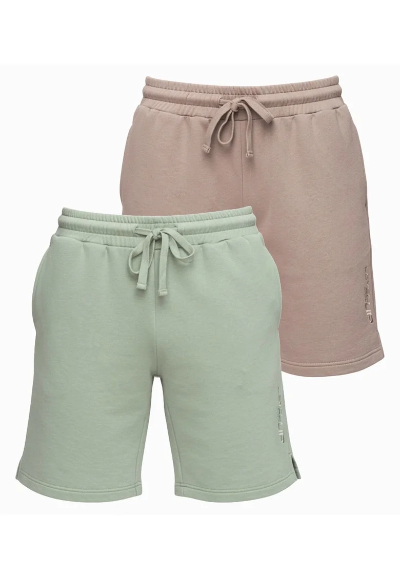 Set de pantaloni scurti pentru barbati, material confortabil, talie, croiala normala, Verde/Bej