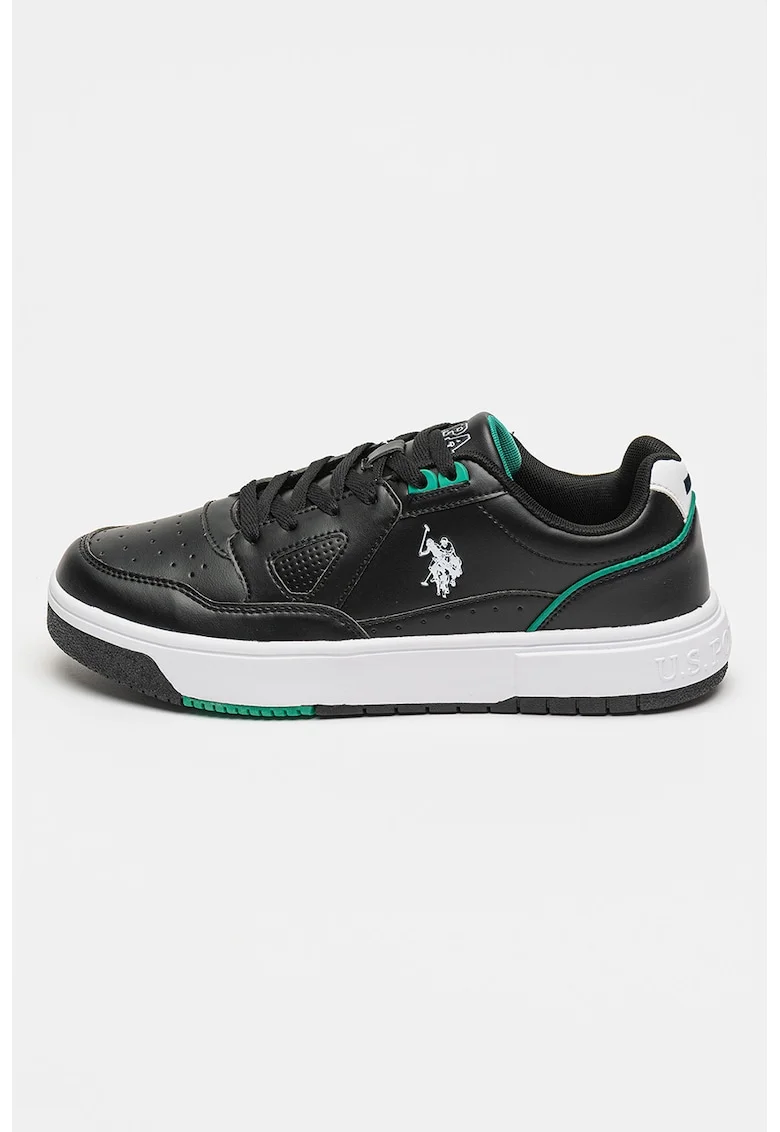Pantofi sport din piele ecologica Leni, Verde/Negru