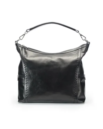 Geanta dama piele,  Saculet Dora, negru, 42x12x32 cm