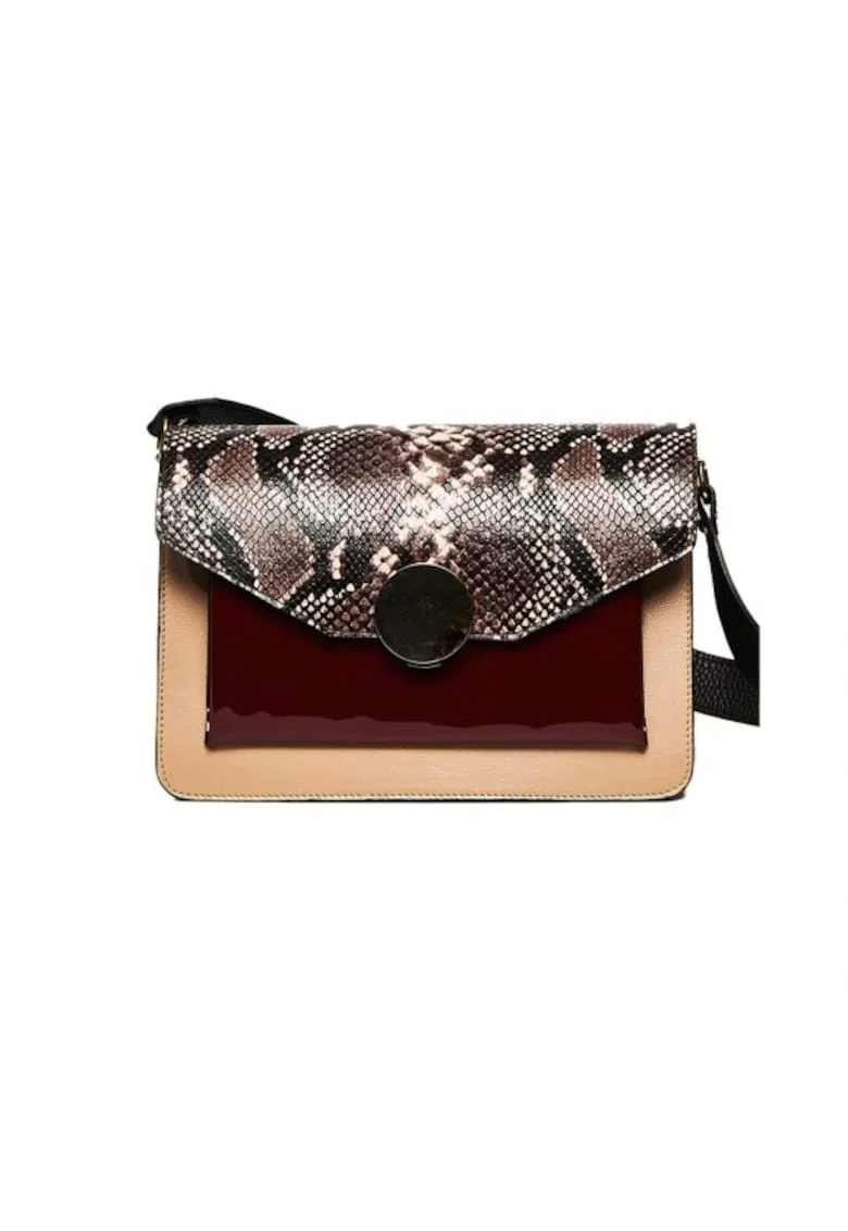 Geanta dama piele,  Arina, capucino bordo, 27x14x20 cm