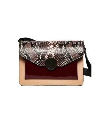 Geanta dama piele,  Arina, capucino bordo, 27x14x20 cm