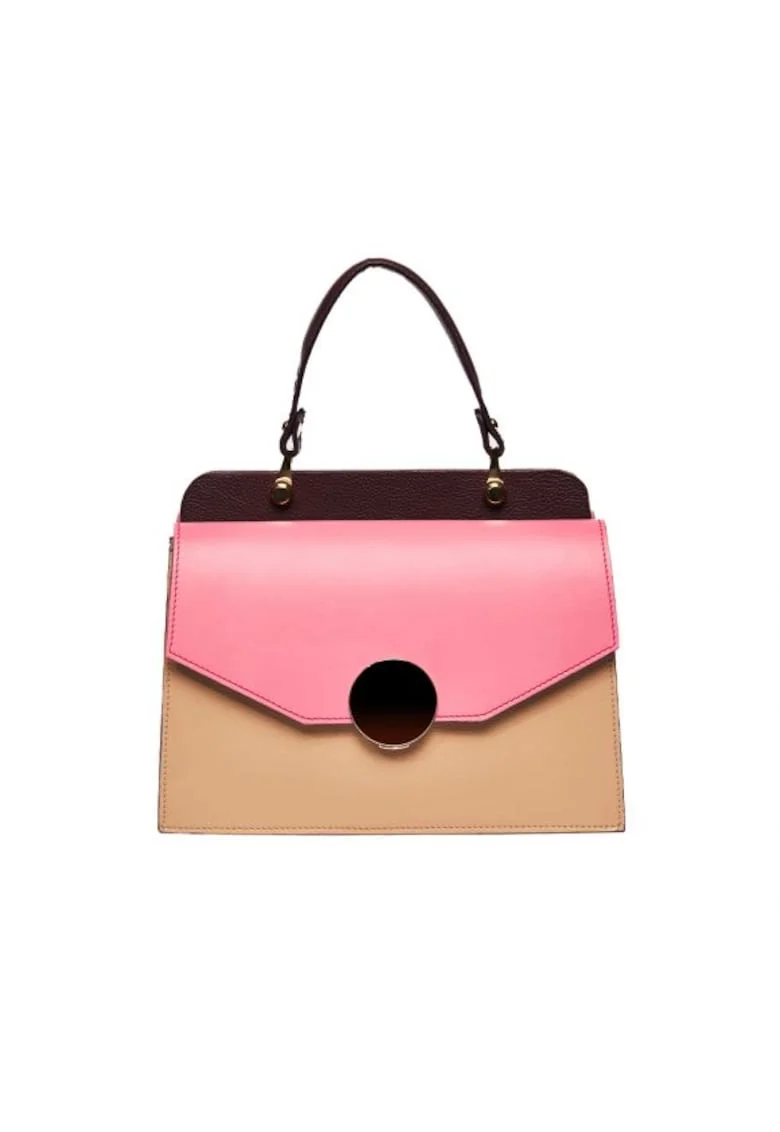 Geanta dama piele,  Felicia, roz capuccino, 26x12x20 cm
