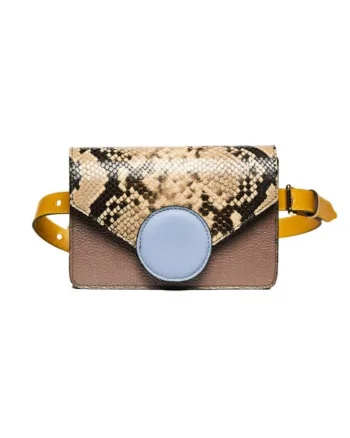 Geanta dama piele,  Cora, grej bleu galben, 22x10x15 cm