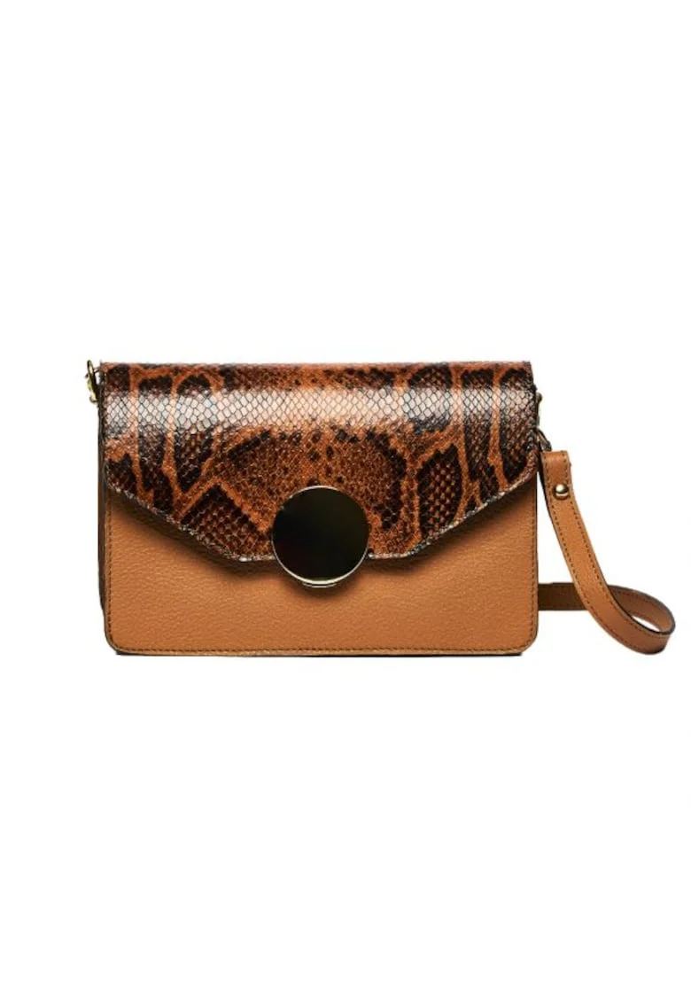 Geanta dama piele,  Carmen, coniac, 22x10x15 cm