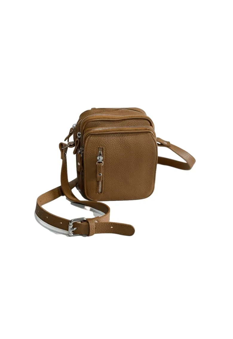 Borseta barbati piele,  Sebastian, coniac, L: 16x9x18 cm