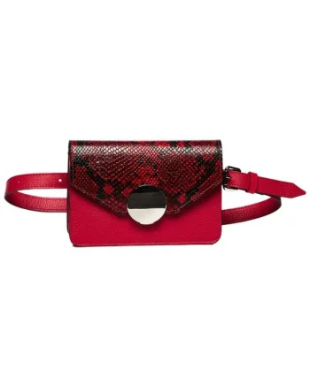 Geanta dama piele,  Cora, rosu fuxia, 22x10x15 cm