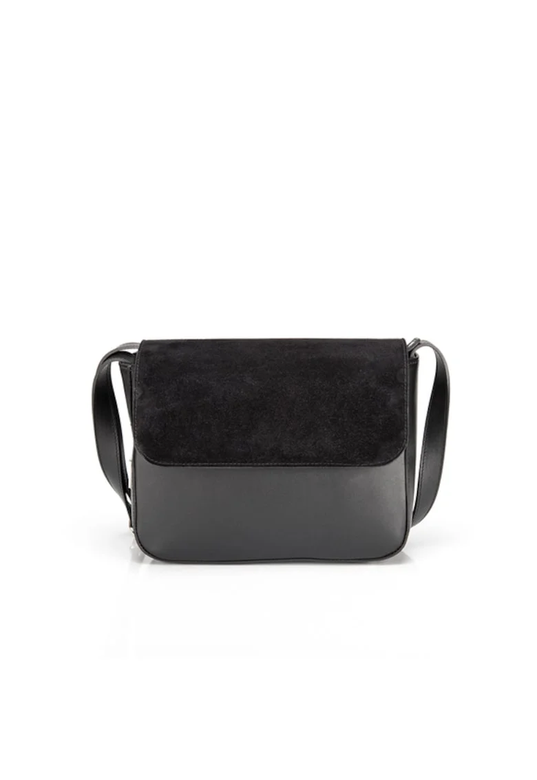 Geanta dama piele,  Kaia, negru, 24x9x19 cm