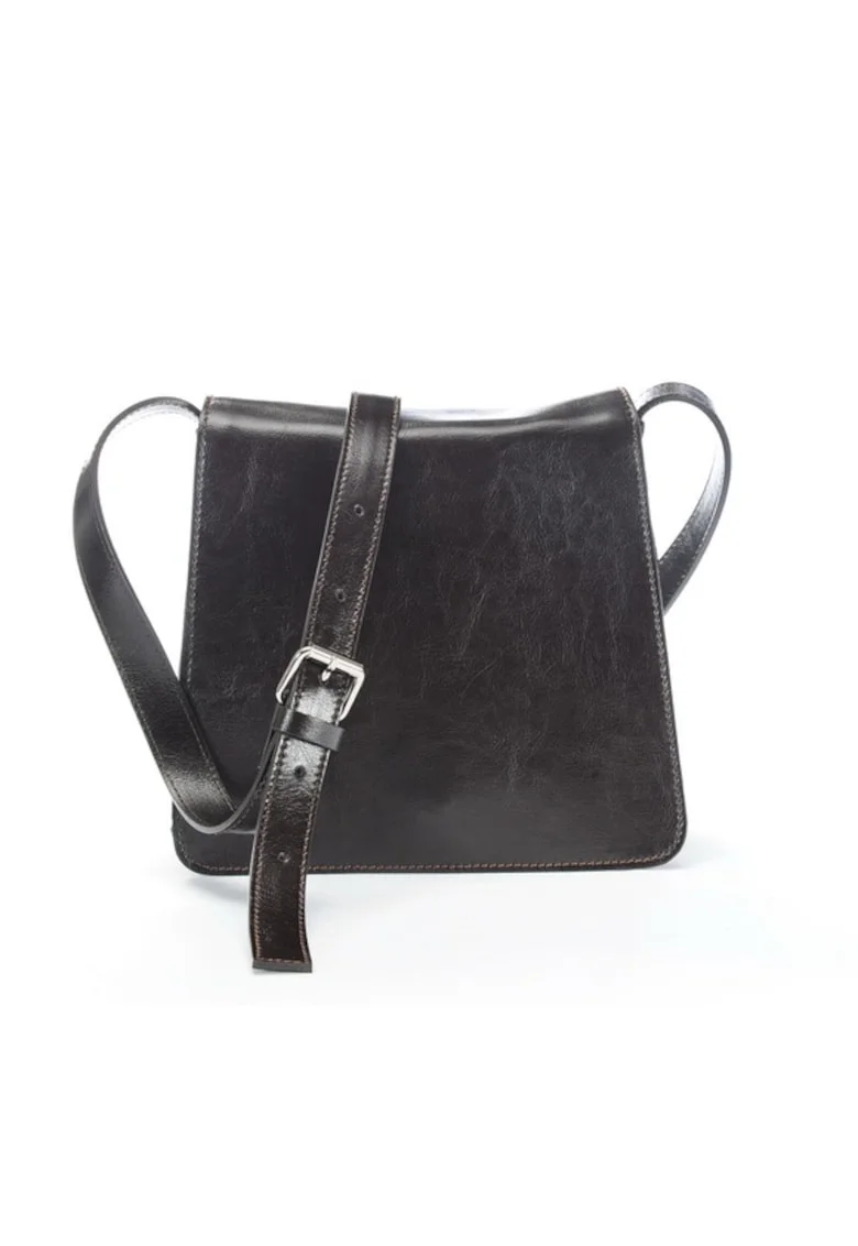 Geanta dama piele,  Cristal mic, maro inchis, 23x8x22 cm