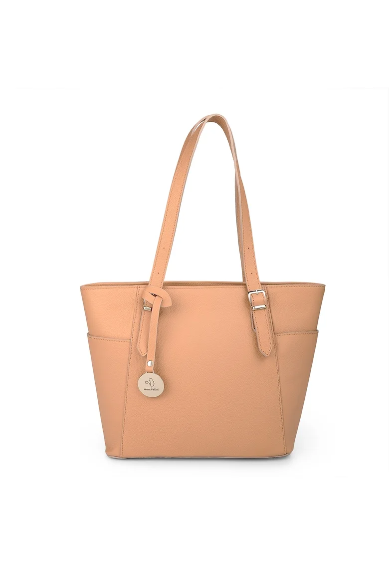Geanta dama piele,  Michelle, natur, 37 x 12 x 27 cm