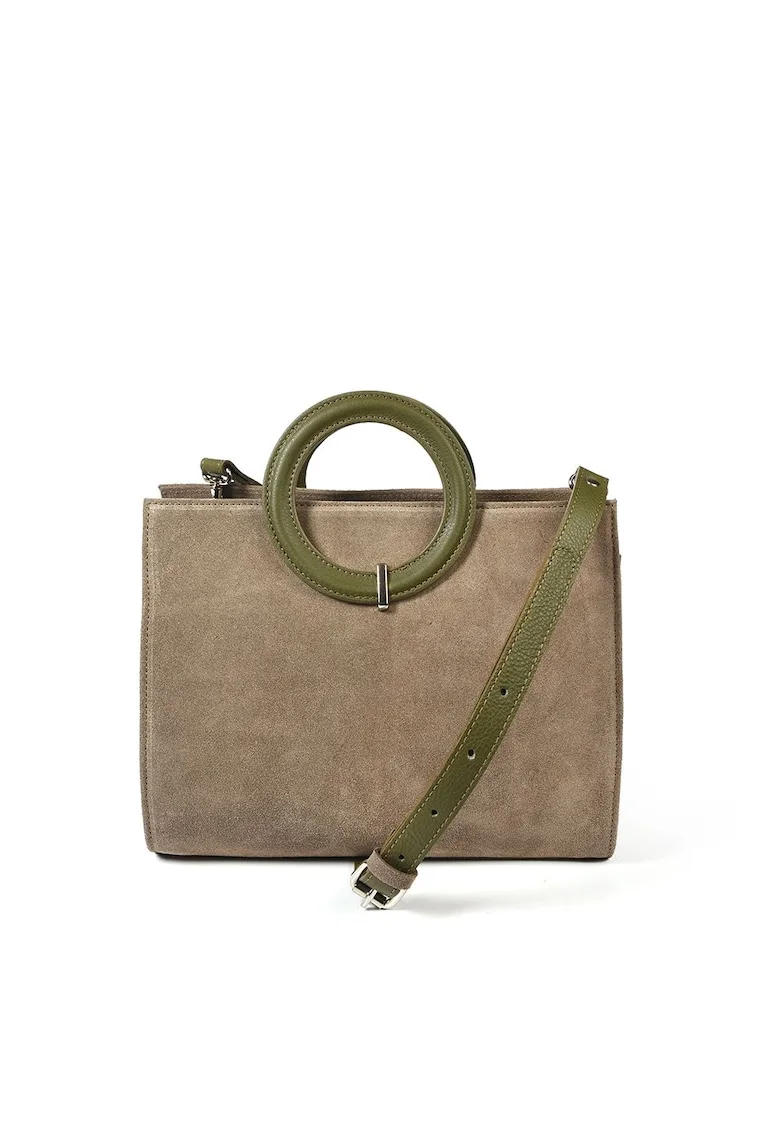 Geanta dama piele,  Otilia, kaki, 29 x 10 x 22 cm