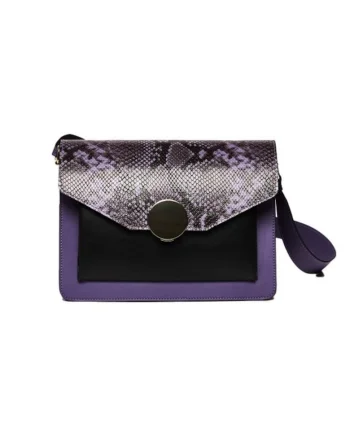 Geanta dama piele,  Arina, mov negru, 27x14x20 cm
