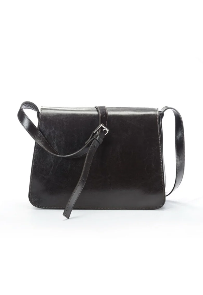 Geanta dama piele,  Cristal mare, maro inchis, 30x9x25 cm