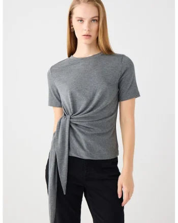 Tricou uni cu fronseu, Gri inchis