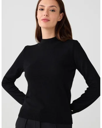 Pulover uni cu guler scurt, Negru