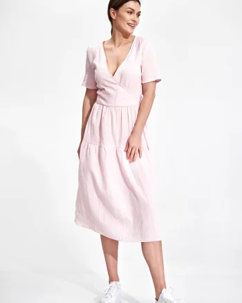 Rochie midi din bumbac de la, Roz