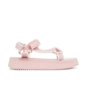 Sandale dama,  roz, material textil, inchidere cu velcro