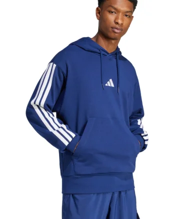 Hanorac barbatesc, bleumarin, bumbac si poliester,  Essentials 3-Stripes