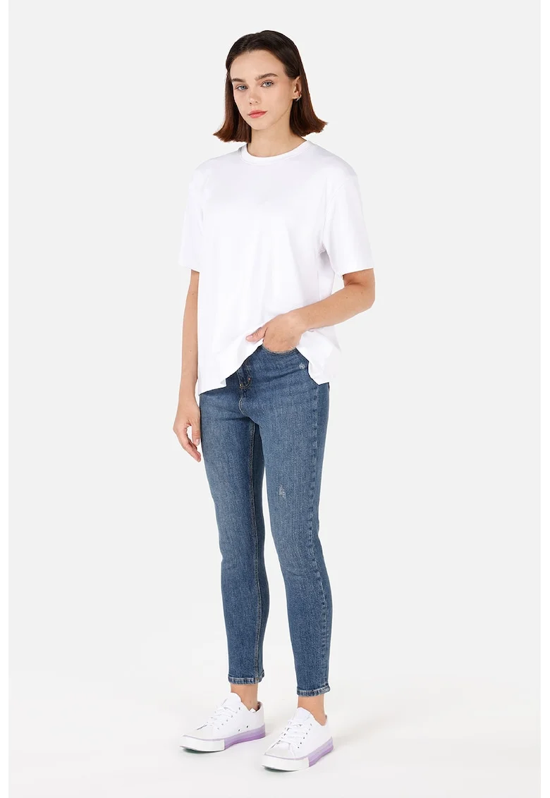 Blugi slim fit cu talie medie, Albastru