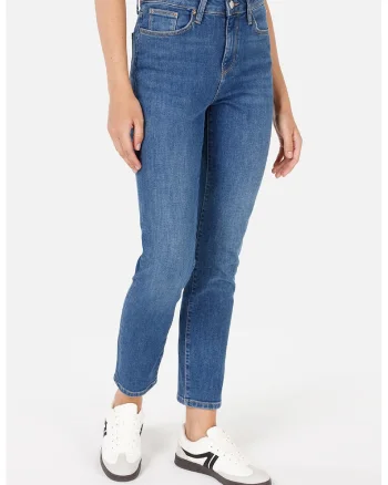 Blugi crop slim fit, Albastru prafuit