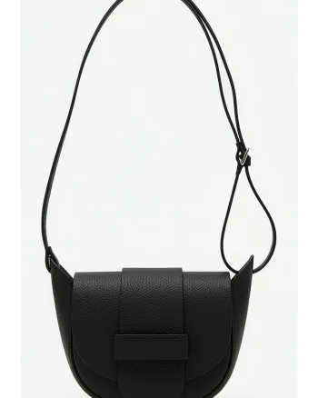 Geanta messenger dama  neagra, piele naturala, 16x18x8cm