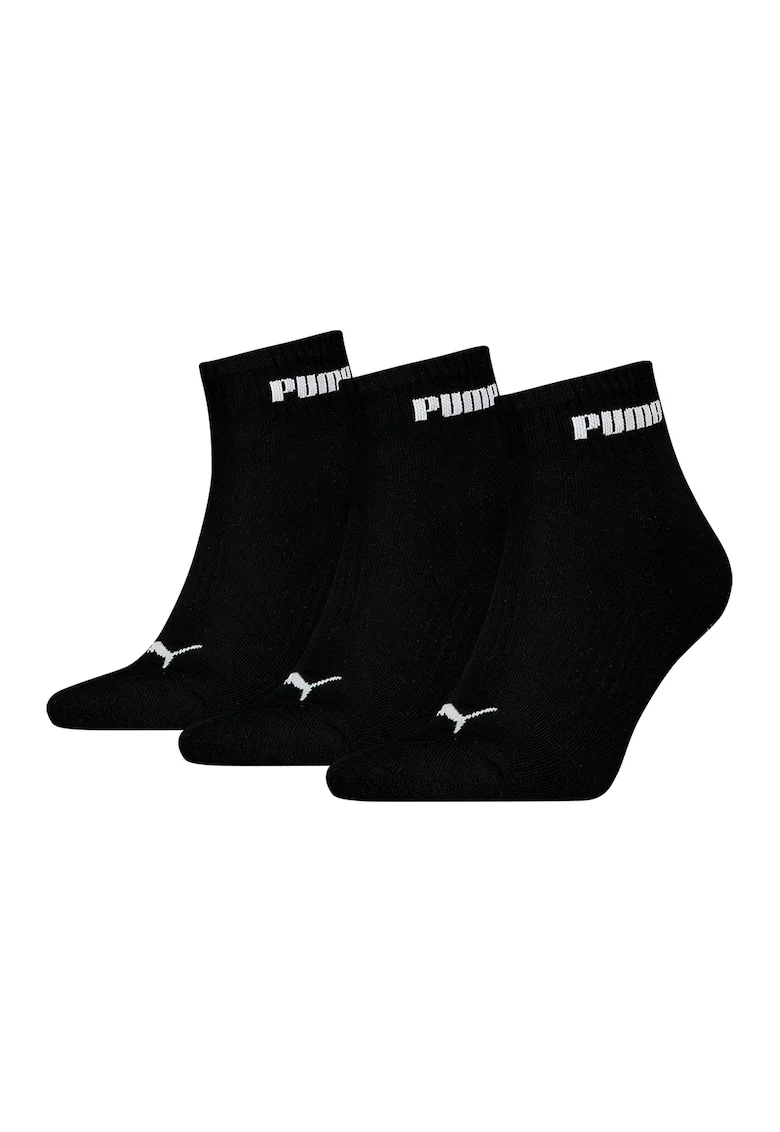 Set de sosete scurte unisex cu logo contrastant - 3 perechi, Negru