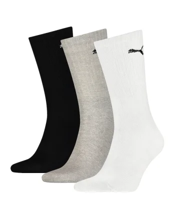 Set de sosete unisex lungi cu logo brodat - 3 perechi, Alb/Negru/Gri