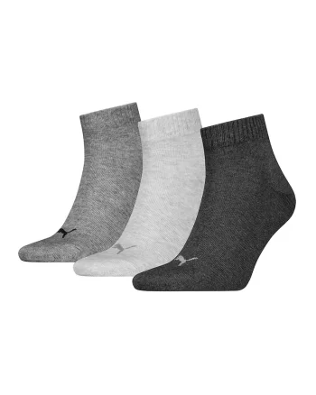 Set de sosete scurte unisex cu detalii logo - 3 perechi, Gri melange/Gri inchis