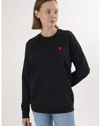 Bluza lejera de trening din bumbac cu maneci raglan, Negru