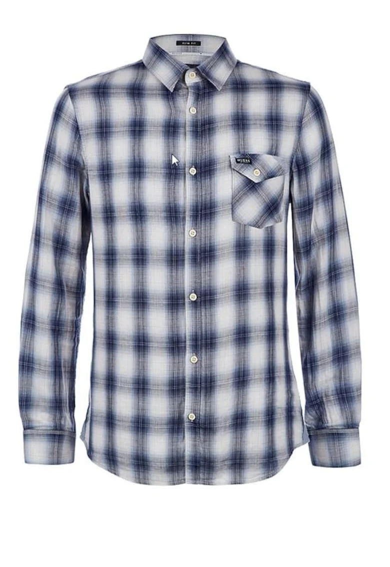 Camasa slim fit in carouri, Gri/Albastru