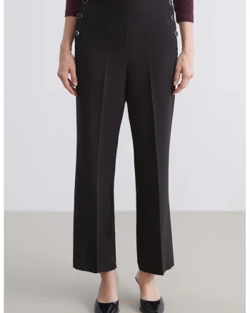 Pantaloni crop cu talie inalta, Negru