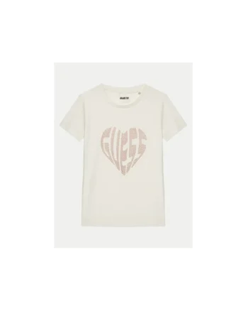 Tricou cu design inima, Ecru