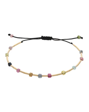 Bratara filata cu aur de 14K/20 si turmalin, Auriu/Multicolor