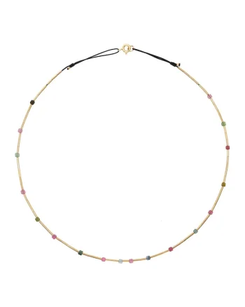 Colier filat cu aur de 14K/20 si turmalin, Auriu/Multicolor