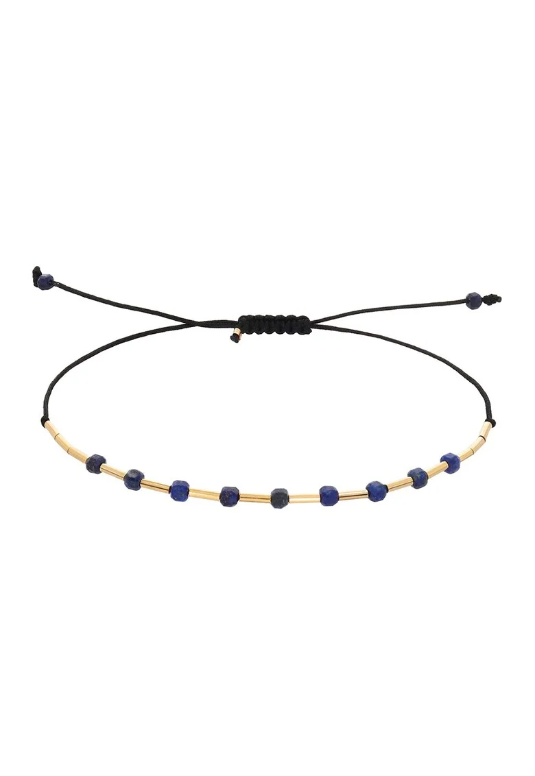 Bratara filata cu aur de 14K/20 si lapis lazuli, Auriu/Negru/Albastru