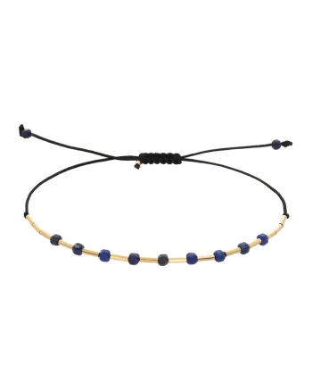 Bratara filata cu aur de 14K/20 si lapis lazuli, Auriu/Negru/Albastru