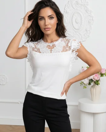 Bluza eleganta din bumbac cu dan...