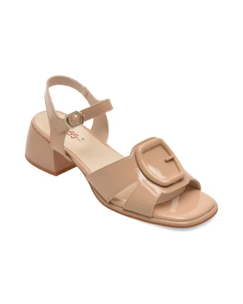 Sandale PASS COLLECTION bej, W160032, din piele naturala lacuita