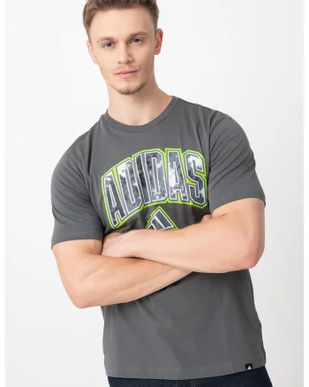 Tricou din bumbac Camo Script, Gri inchis