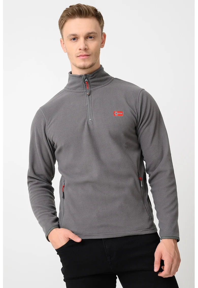 Bluza de trening slim fit cu fermoar Ulysse, Gri inchis