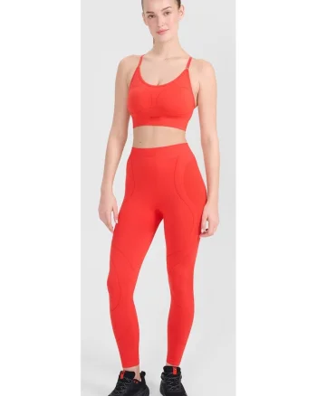 Colanti de antrenament  slim fit, talie inalta, rosii, material durabil