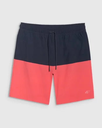 Pantaloni scurti de plaja barbati  sportivi, rosu/albastru, poliester