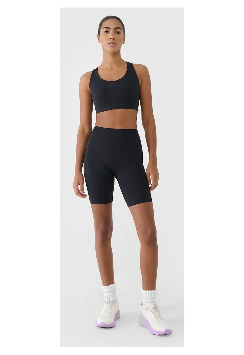 Colanti de antrenament pentru femei  negru, material reciclat, tehnologie 4FDry, croiala subtire, buzunar ascuns